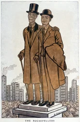 Les Rockefellers, senior e junior, american cresus - Ilustração de Adrien Barrere (1877-1931) em "Fantasio" de 01/03/1930