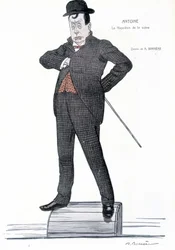 Retrato de André Antoine (1858-1943), diretor francês, ator, teórico e diretor de teatro - Desenho de A. Barrere - em "Fantasio", 01/06/1907.