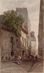 Casa do diácono François de Pâris (1690-1727), Paris, rue des Bourguignons (agora boulevard de Port-Royal). Desenho de Adrien Dauzats (1804-1868)