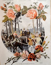 La fete des fleurs Desenho de Adrien Marie (1848-1891) Paris do século XIX, Artes Decorativas