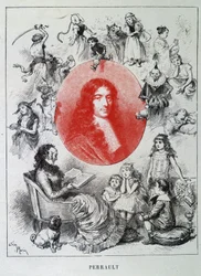 Retrato de Charles Perrault - em "Les contes de fees" de Charles Perrault, ilustrações de Adrien Marie