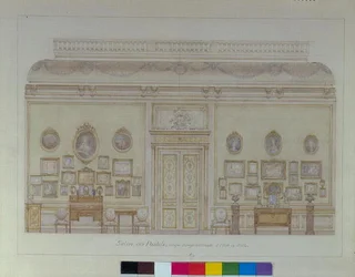 O Salon des Pastels no apartamento de Jacques Doucet (aguarela sobre papel)