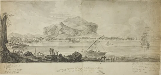 Vista da cidade e do porto de Palermo com vista para o Monte Pellegrino