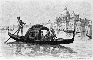 Gravura de Adrien Moreau (1843-1906) ilustrando "Candide" de François Marie Arouet dit Voltaire (1694-1778).
