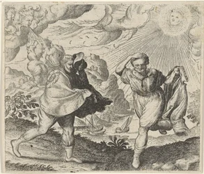 Fábula do vento, sol e caminhantes