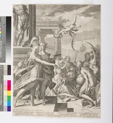 Athena apresenta a pintura entre as musas, c.1603 (gravura e gravura)