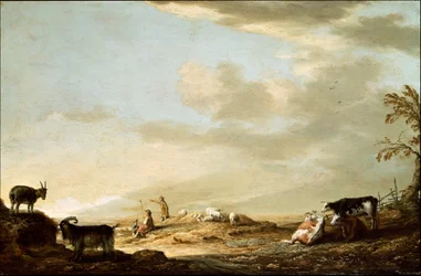Paisagem com gado e figuras