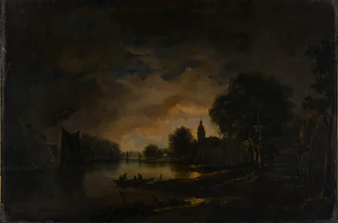 Vista do rio ao luar, c.1850-1875 (óleo sobre tela)