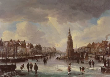 Cidade em um rio congelado