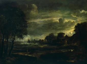 Aldeia ao luar, de Aert van der Neer (1603-1677)