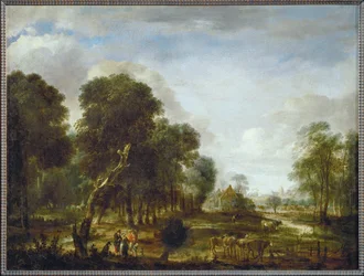 Wasserreiche Waldegend - região arborizada com água (pintura sobre tela)