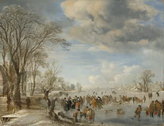 Inverno na Holanda: cena de patinação, 1645.