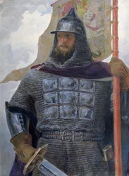 Alexander Nevsky (1220-63) Duque de Novgorod, Grão-Duque de Vladimir (óleo sobre tela)