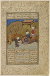Amir Khusraw apresenta um livro de poesia a Ala "uddin Khalji, 1503-04