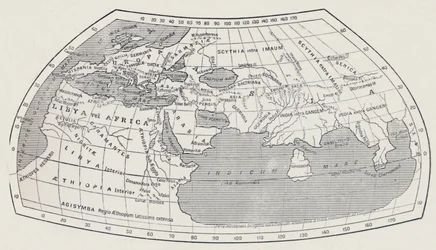 Mapa do mundo segundo Ptolomeu, 1923.