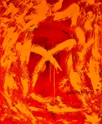 Vermelho 1, 2014 (técnica mista com óleo sobre tela)