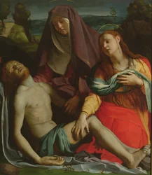 Cristo morto entre a virgem e Maria Madalena