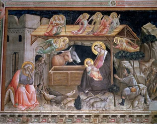A Natividade, detalhe de A vida da Virgem e o Cinturão Sagrado, da Cappella dell Sacra Cintola