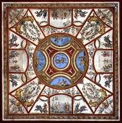 Design de tecto para a Sala de Pequenos-almoços Pintados em Kedlestone Hall, Derbyshire, c.1760 (caneta e tinta e aguarela sobre papel)