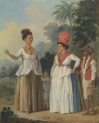 Mulheres de cor das Índias Ocidentais, com uma criança e um criado negro