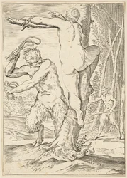 Sátiro chicoteando uma ninfa, c.1590-95