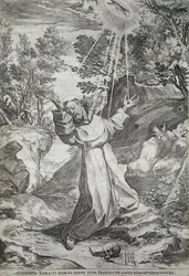 A estigmatização de São Francisco na montanha La Verna (1224)