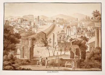 Forum Romanum, 1833 (gravura com lavagem marrom)