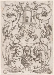 Ornamento Grotesco com Sátiros, de um conjunto de vinte painéis ornamentais