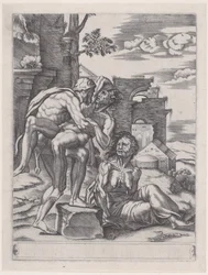 Hércules e Anteu, datado de 1533., datado de 1533.