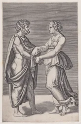 Homem e mulher de mãos dadas, 1516-17.