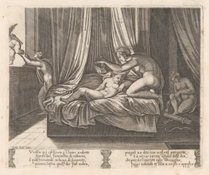 Ilustração 13: Psique olhando para Cupido, da História de Cupido e Psique contada por Apulei..., 1530-60.
