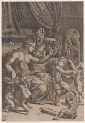 Vênus e Vulcano Rodeados por Cupidos, datado de 1530.