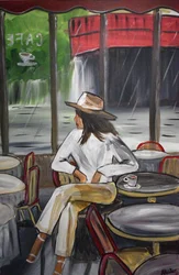 Cena num café num dia de chuva
