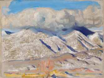 Montanhas de Taos envoltas em nuvens