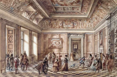 Hall de entrada do Castelo de Bolsover, século XVII, década de 1960