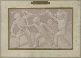 Esboço para a Salle des Fêtes do Hôtel de Ville de Paris: Fleurs, entre 1889 e 1895 (óleo sobre papel)