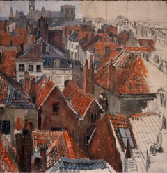 Os telhados de Gante (versão inacabada), c.1920-22 (óleo sobre tela)