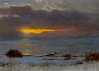Nascer do sol no Lago Tahoe, Califórnia 1872 (Óleo sobre papel)