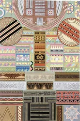 Decoração da Oceania e África Central, de "Polychrome Ornament", gravada por Dufour e F. Durin, pub. por Lemercier & C.