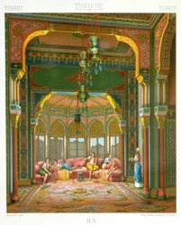 Harem na Turquia - em "O traje histórico" de Racinet