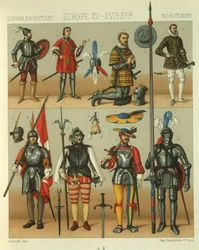 Ilustração da armadura dos guerreiros europeus