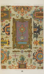 Séculos XVI e XVII, placa 72 de "Ornamento Policromático": Cem Placas em Ouro, Prata e Cores".