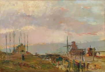 A ponte rústica perto de Rouen