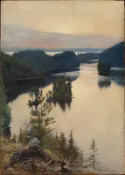 Cume de Kaukola ao pôr do sol