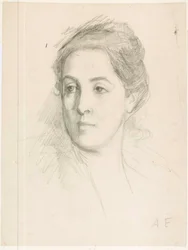 Retrato da cabeça da esposa do artista, esboço para um quadro