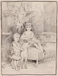 Estudo de retrato para Miguel e Xenia, filhos do czar Alexandre III