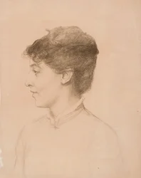 Retrato da mulher do artista, Ellan Edelfelt, de perfil