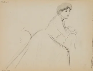 Mulher sentada, perfil
