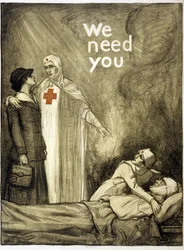 Cartaz de recrutamento da Cruz Vermelha, "We Need You", pub. 1918 (cor litho)