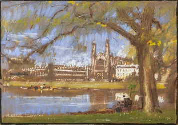 Kings College, Cambridge (aguarela e cor de corpo com lápis sobre papel colorido)
